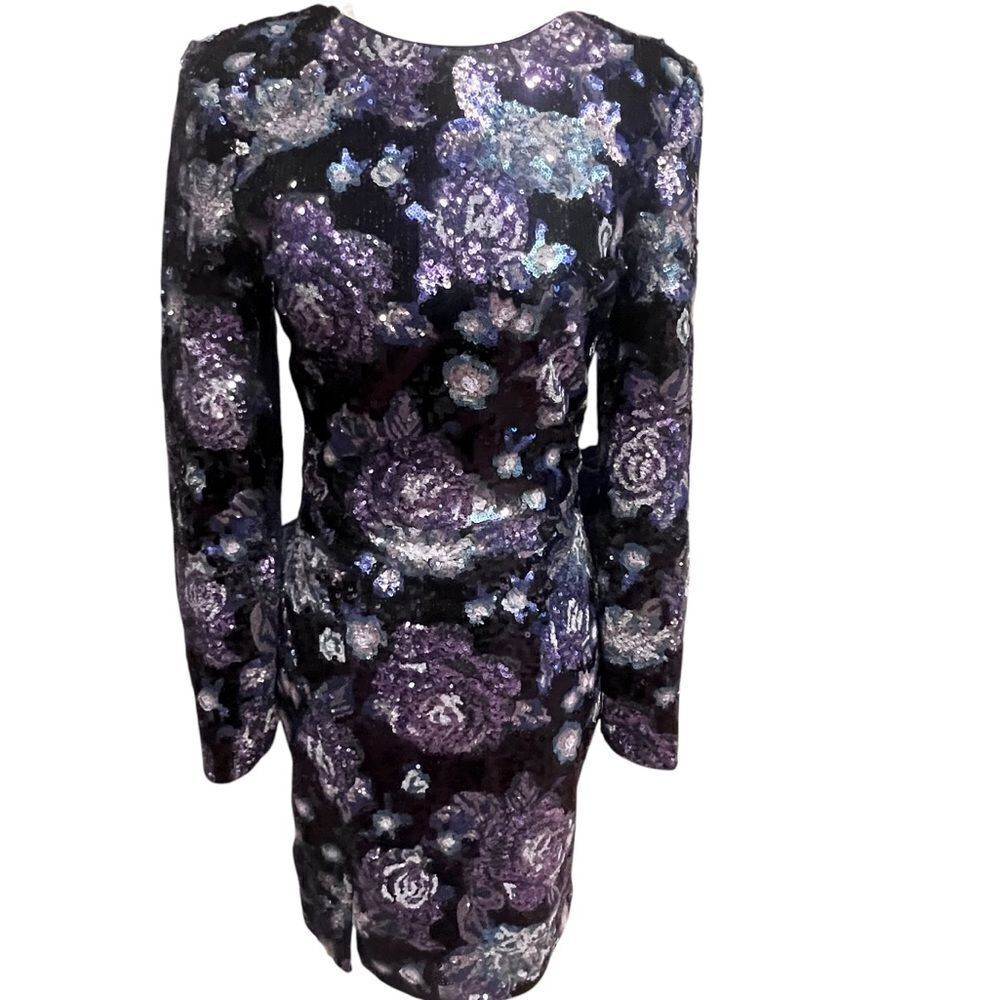 NWOT Dress the Population Nathalia Sequin Floral Long Sleeve Mini Dress size xs - Picture 7 of 13